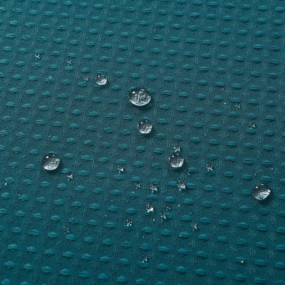 WPM No Hooks Required Teal Shower Curtain with Snap-in Liner Waffle Weave Design, Hotel Style Waterproof & Washable, Mesh top Window Easy Snaphook Teal Bathroom 54 inch wide x 80 inch long