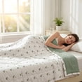thumbnail image 3 of SUYOLL Scandinavian Style Lightweight Summer Blanket Breathable Cooling Blankets For Hot Sleepers Air Conditioned Room Dark Green 135x100cm, 3 of 6