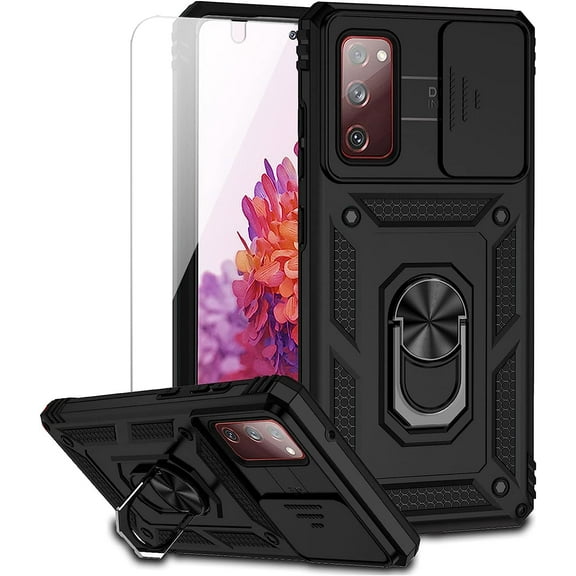 for Samsung Galaxy S20 FE 5G Case, Military-Grade Drop Tested Magnetic Ring Holder Kickstand Protective Phone Case for Samsung Galaxy S20 FE 5G (Black)