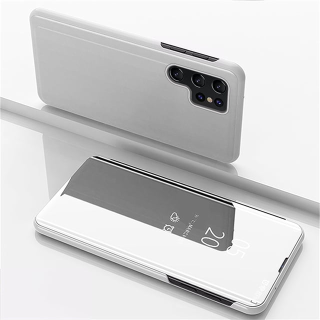 Mirror Vertical Protective Case for Samsung Galaxy S23 Ultra Full Body Protection Curved Streamer Plating Fashion Kickstand Shockproof Scratch-Resistant Case for Samsung S23 Ultra,A