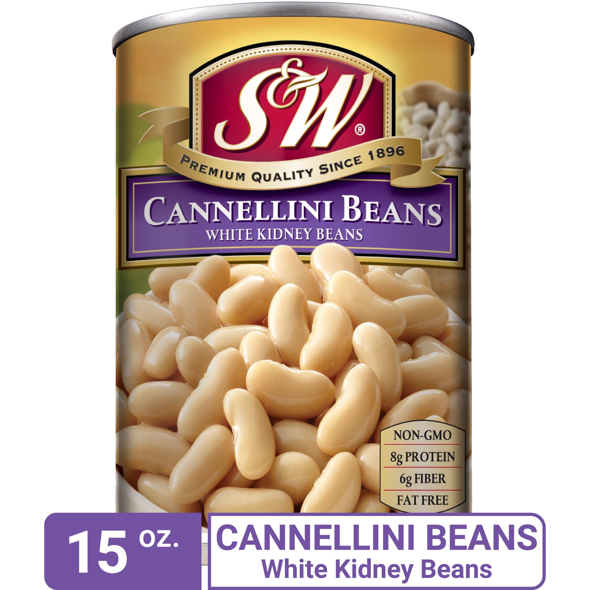 S&W Cannellini Beans White Kidney Beans 15 Oz. Can