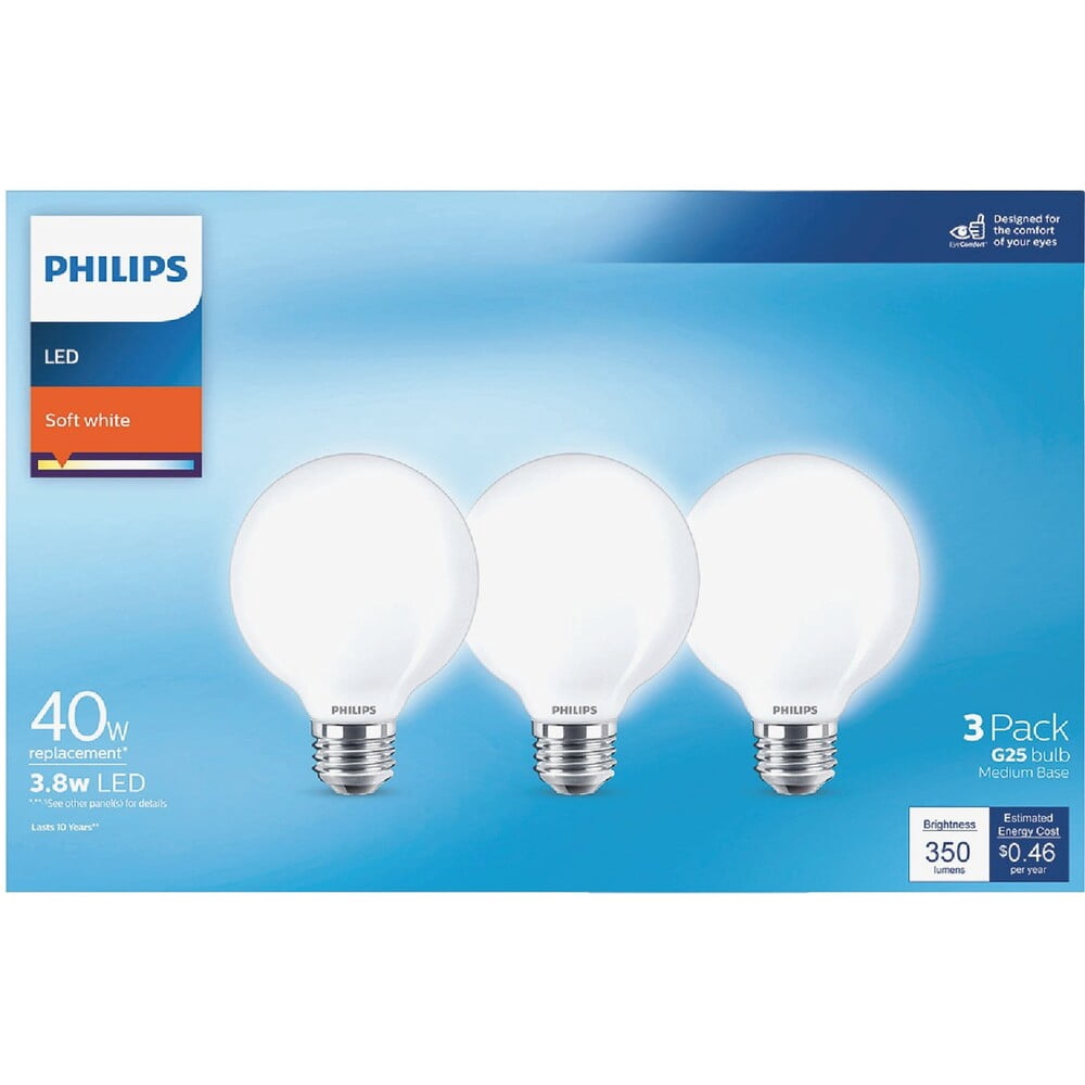 Philips 3pk 40w G25 Led Sw Bulb 567503