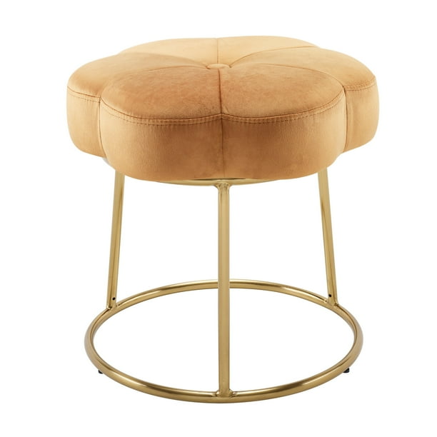 Linon Seraphina Vanity Stool 17 75 Seat Height Gold Finish With Orange Velvet Fabric Com Linon Seraphina Vanity Stool 17 75, Gold Vanity Stool Velvet