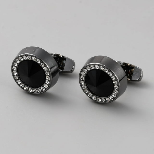Gemelos de resina de aleación de platino genéricos de 28 x 9 mm con diamantes de imitación redondos y piedra transparente, unisex, para esmoquin, camisa, accesorios de negocios o formales.