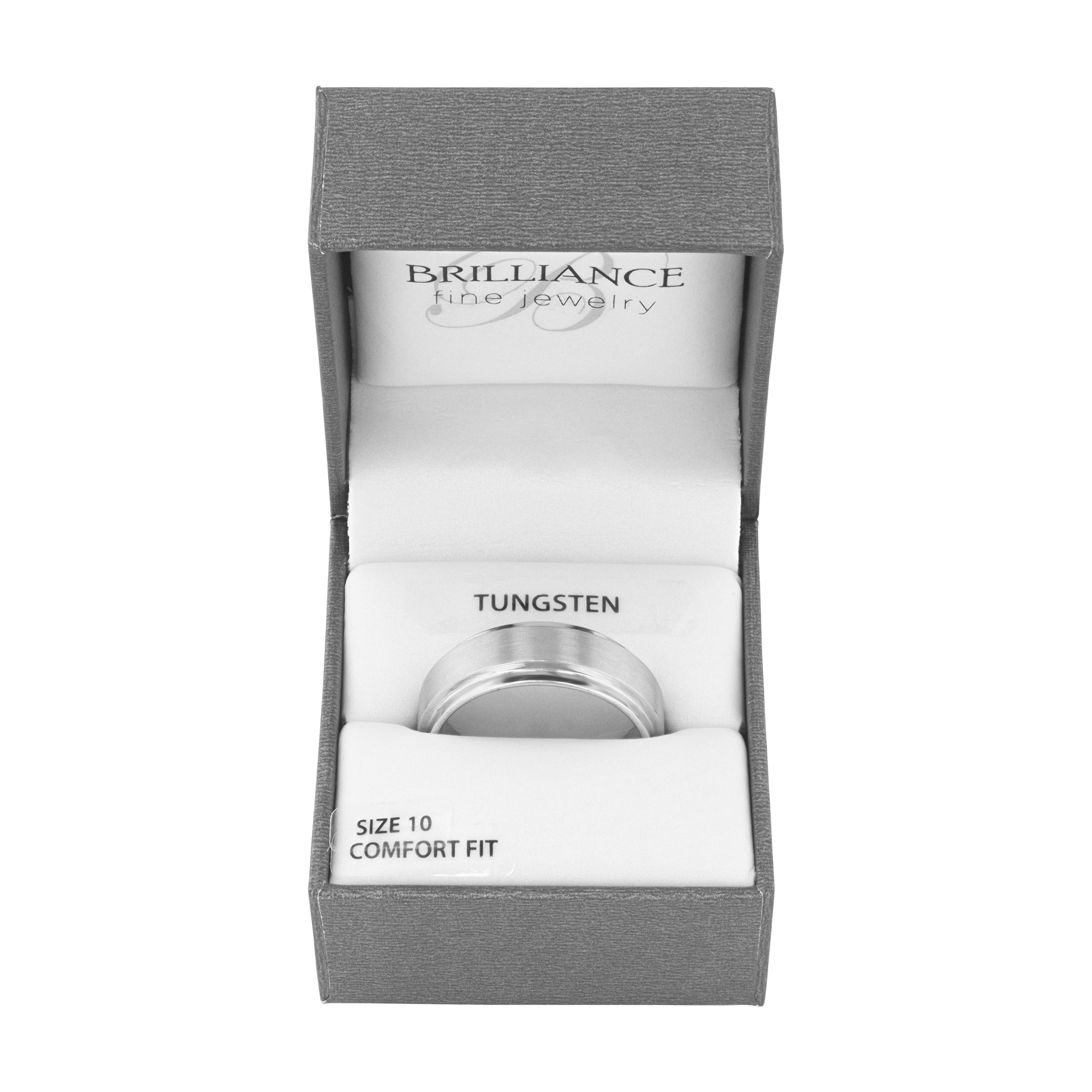Men's White Tungsten 8MM Comfort Fit Step Edge Wedding Band