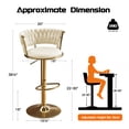 thumbnail image 3 of Modern Velvet Bar Stools Set of 3, Adjustable Height Swivel Barstools, Counter Height Bar Chairs with Back and Footrest for Kitchen Island & Dining Room, Beige, 3 of 8