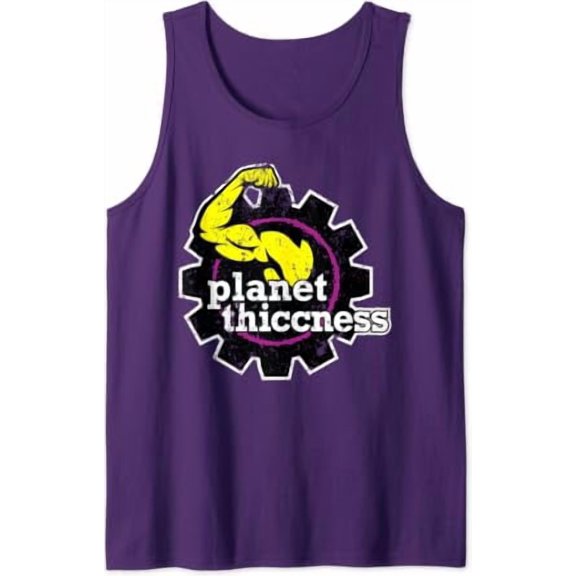 Planet Thiccness Gym Thickness Playful Joke Workout Lover Tank Top Size S-3XL
