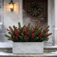 thumbnail image 5 of Christmas Artificial Flower Arrangement, Frosted Cedar Picks with Red Berries for Garden Home Living Room Balcony Decor, 5 of 8