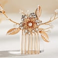 thumbnail image 1 of Peineta para el pelo para novia, pasador con diamantes de imitación y perlas, accesorios para el cabello de boda para novia, dama de honor, mujeres y niñas, dorado, 1 of 8