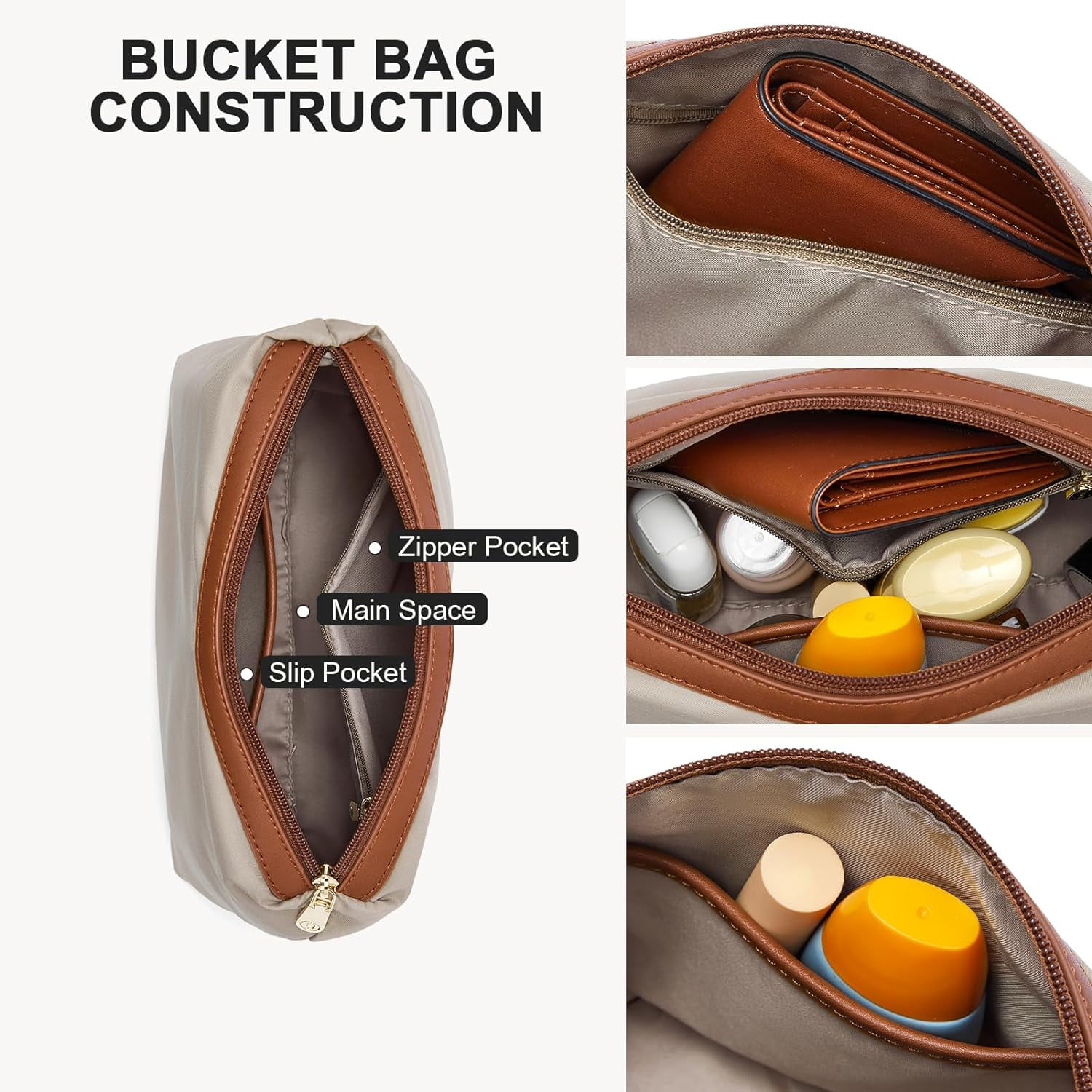 Bucket Bag Leather Shoulder Purses for Women Trendy Adjustable Strap