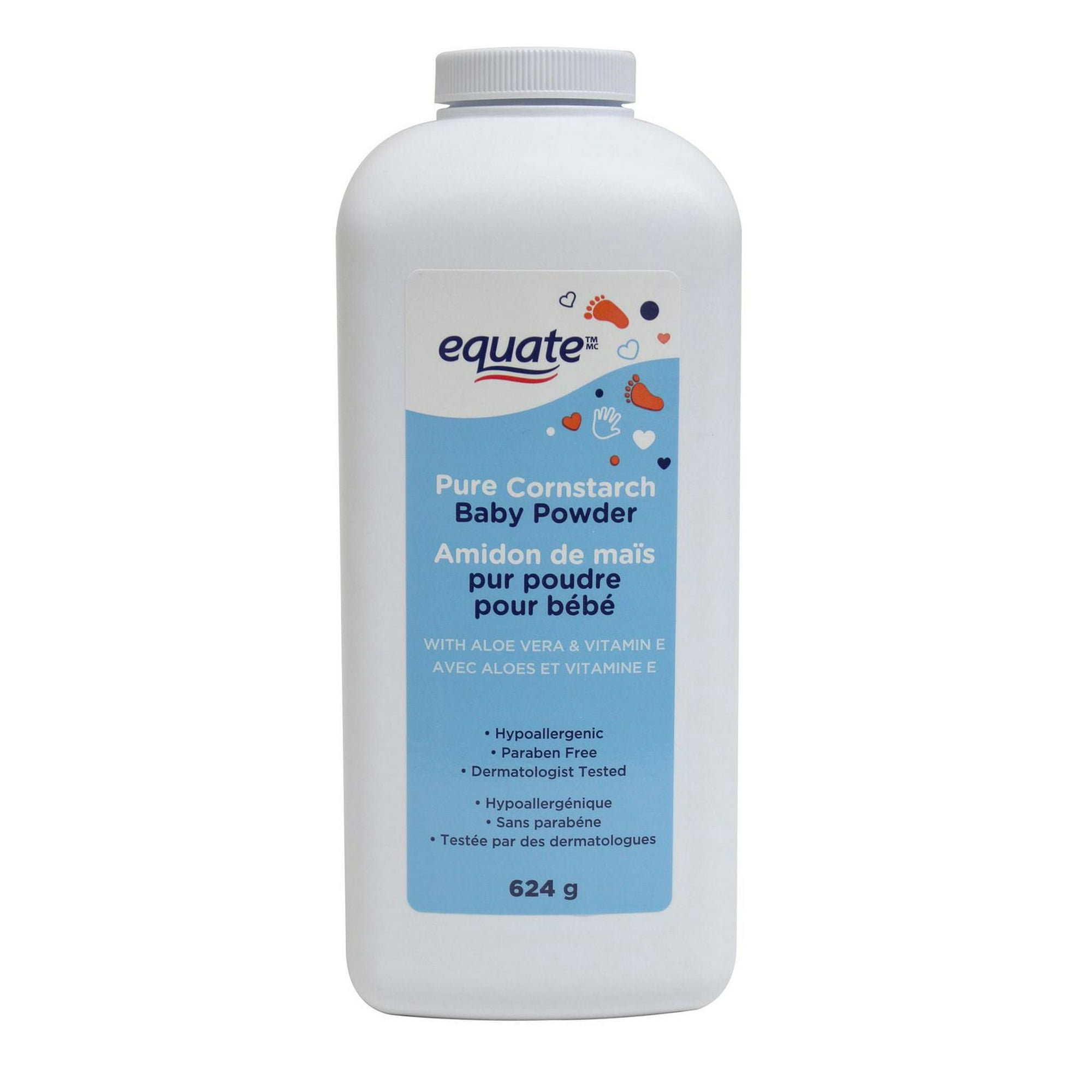 Equate Pure Cornstarch Baby Powder Aloe, 624g
