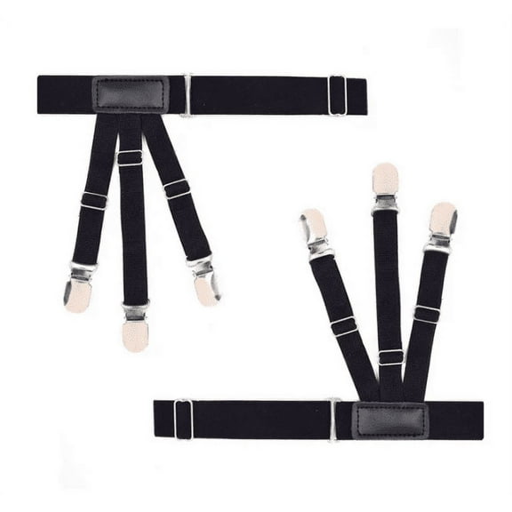 INTBUYING Shirt Stays Garters Suspenders Adjustable Elastic Garter Military Shirts Holder Straps with Locking Non-slip Clips(1 Pair)