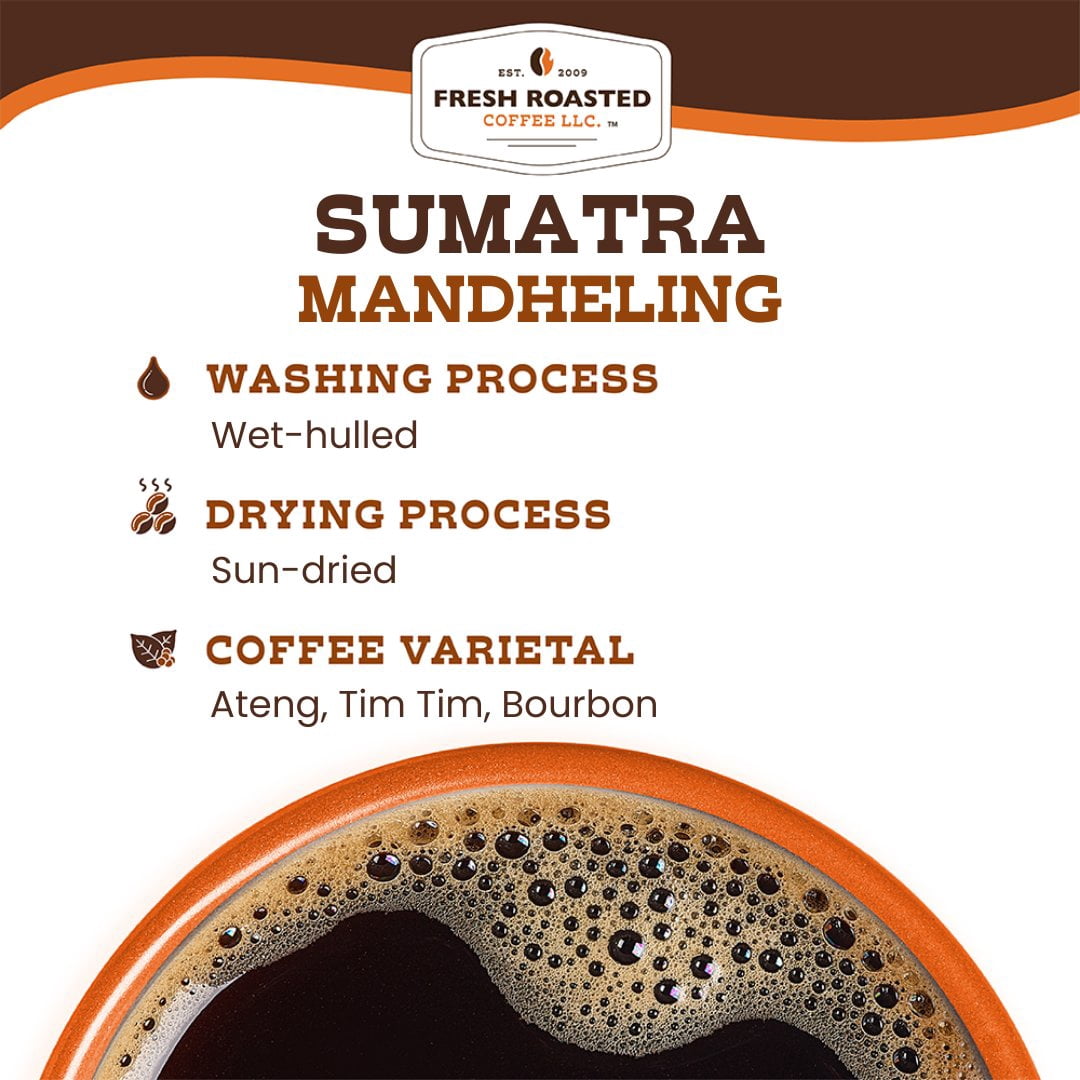 Fresh Roasted Coffee, Sumatra Mandheling Coffee, Medium Roast, Drip Ground, 32 oz 2 lbs