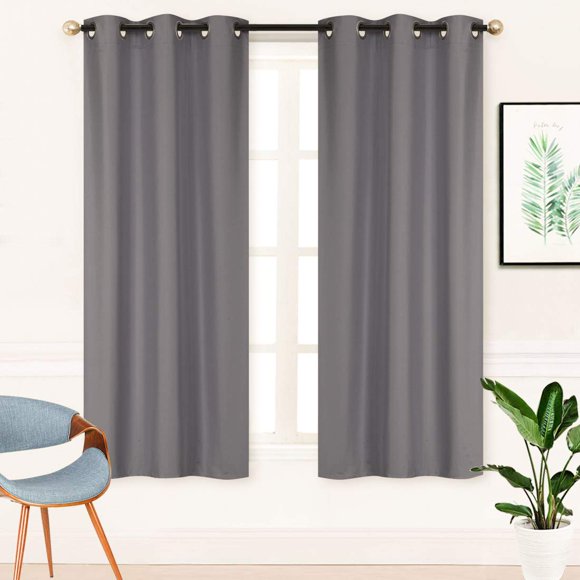 Better Home Style 2 Piece Solid Color 100% Blackout Room Darkening 2 Panels Window Treatment Curtain Insulated Drapes for Any Window with Grommets M3763 (Charcoal, 2 Panels 36" W X 63" L Each)