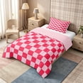 thumbnail image 2 of Homewish Classic Checkerboard Twin Comforter Sets 2pcs for Girls, Geometric Gingham Bedding Set, Hot Pink,Pink Reversible,1 Comforter and 1 Pillowcase, 2 of 6