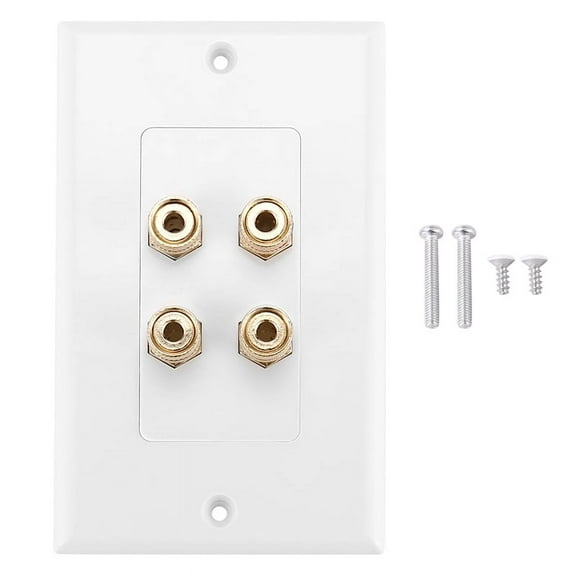 4 Posts Speaker Wall Plate Home Theater Audio Panel for 2 Speakers