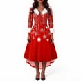 thumbnail image 5 of Christmas Dresses for Women Women's Fashionable V-neck Casual And Form-fitting Christmas Printed Long-sleeved Dress for Holiday Party,Wine,L, 5 of 5