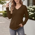 thumbnail image 7 of Wlynlyn Long Sleeve Tops for Women Casual V Neck Loose Fitted Solid Color Textured Knitted Basic Pullover Sweater Shirts(Small,Coffee), 7 of 7