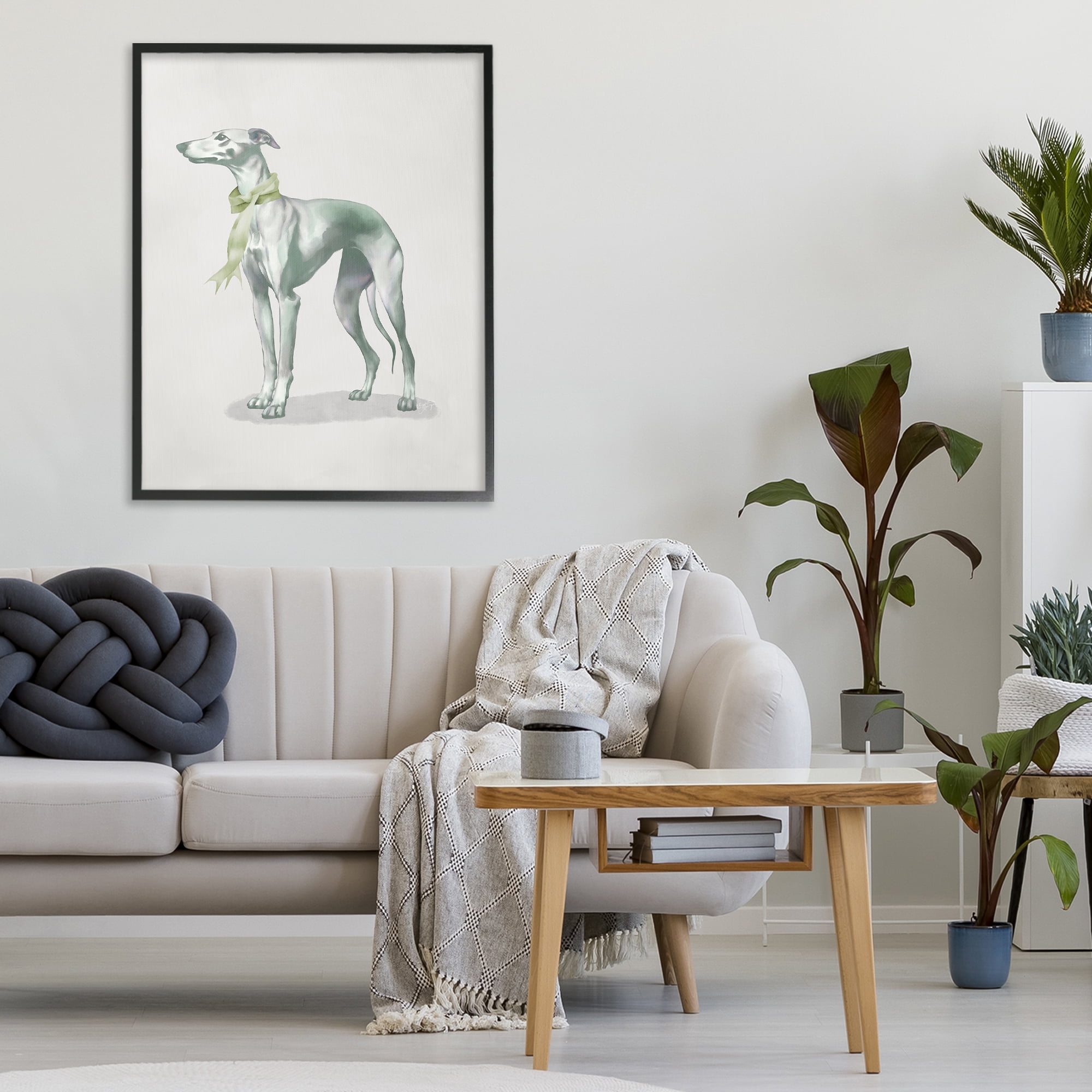 Stupell Industries Graceful Dog & Ribbon Black Framed Giclee Art, design by Elizabeth Medley