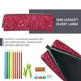 thumbnail image 5 of Haiem Pink Glitter Print Leather Pencil Case Art Supplies Case Zipper Pencil Pouch Stationery Storage Pencil Bag, 5 of 7