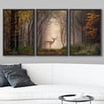 thumbnail image 2 of wall26 - 3 Piece Framed Canvas Wall Art - Fallow Deer Standing in a Dreamy Misty Forest, with Beautiful Moody Light - Modern Home Art Stretched and Ready to Hang - 16"x24"x3 Black, 2 of 5