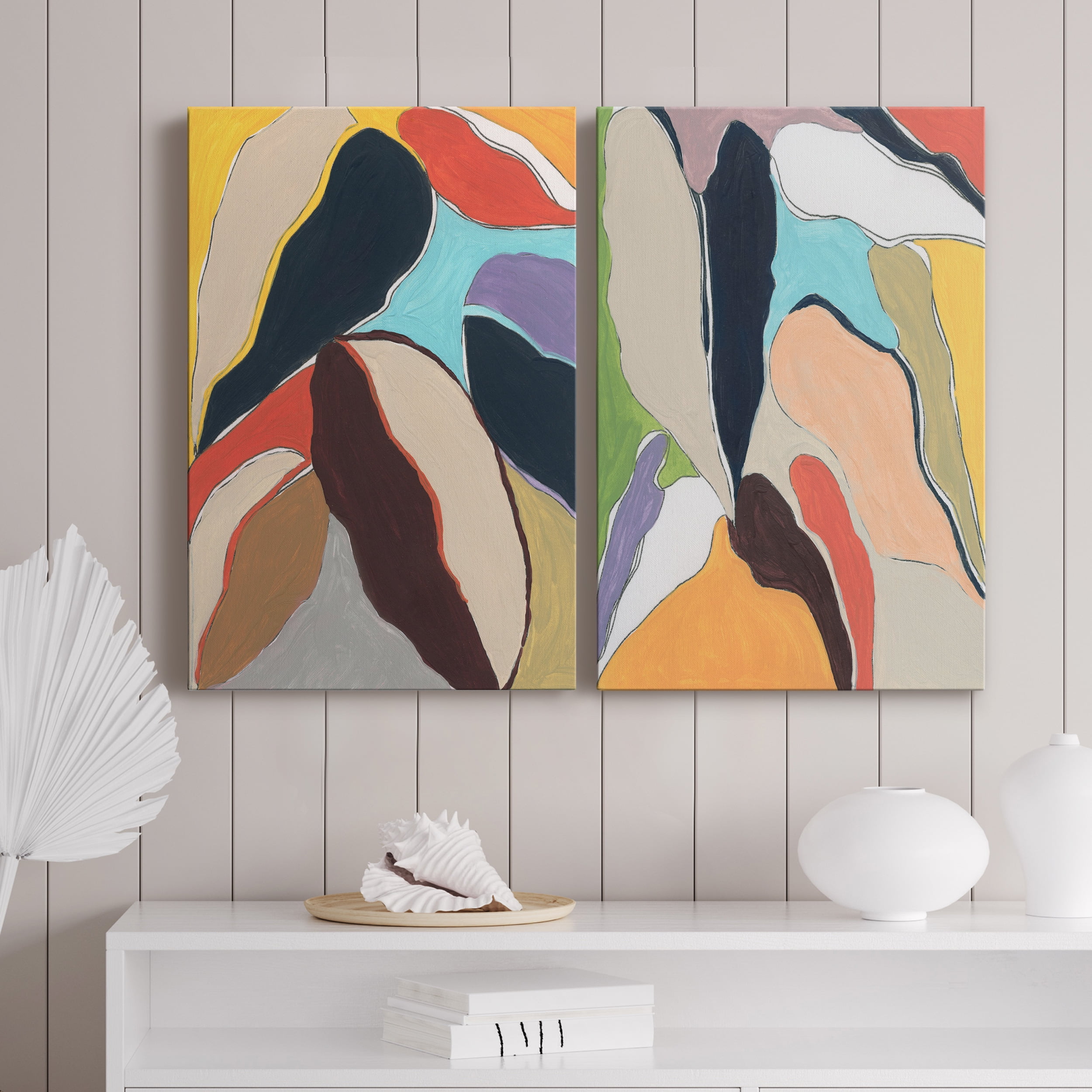 Botanical Revisit I Premium Gallery Wrapped Canvas - Ready to Hang - Set of 2 - 32 x 48 Each