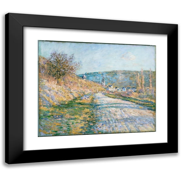 Claude Monet 14x12 Black Modern Framed Museum Art Print Titled - The Road to Vetheuil (1879)