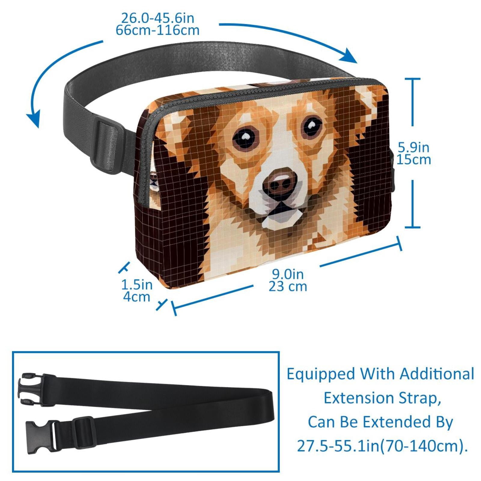 Pixel dog Adjustable Lightweight Waist Bags with Extension Strap, Unisex Running Belt Fanny Pack