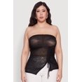 thumbnail image 2 of Womens Plus Size Sheer Ruched Drawstring Tube Top, 2 of 5