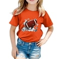 thumbnail image 2 of WEIYLL T-Shirts à Manches Courtes pour Filles, Décontractés, Rugby Football Imprimés, Hauts de Sport d'Été pour 8-9 Ans, 2 of 3