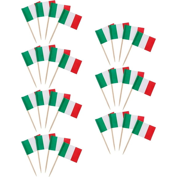 British Foods Italy Flag Toothpicks, 200pcs Italian Flags Picks Cocktail Toothpick Flag Country Picks Mini Cupcake Toppers Stick for Party Desert Decoration Mexico Flag