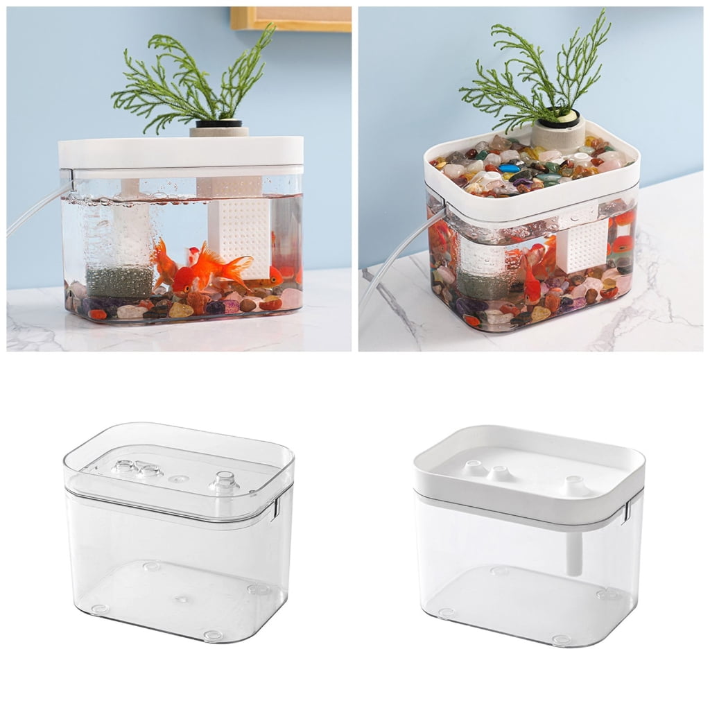 Simple Clear Aquarium With Integrated USB Oxygen Pumps Systems Great For Home and Office Use Easy to Use Fish Bowl