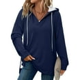 thumbnail image 4 of YUGYXL Womens Fashion Hoodies Pullover Oversized Sweatshirt Long SLeeve Drawstring Hooded Fall Shirts Loose Fit Navy XXL, 4 of 7