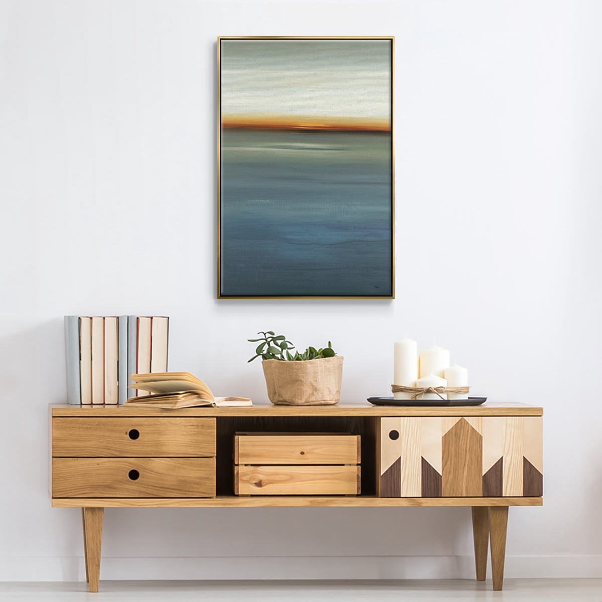 Beside the Blue I Framed Premium Gallery Wrapped Canvas - Ready to Hang - 25 x 37 - Gold Floating Frame