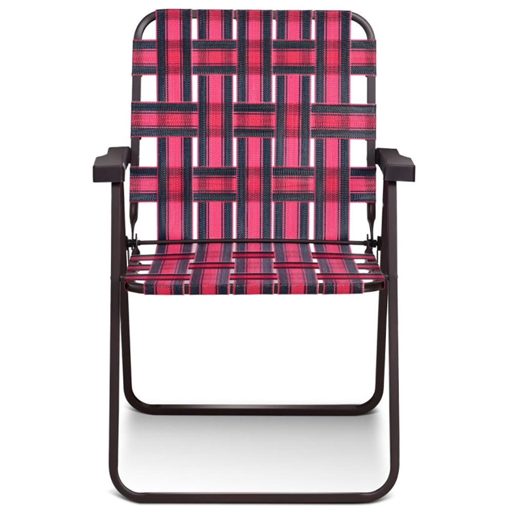 Resenkos 6 Pieces Folding Beach Chair Camping Lawn Webbing Chair-Red, Patio Lawn Webbed Folding Chairs, Outdoor Beach Portable Camping Chair for Yard, Garden Dining