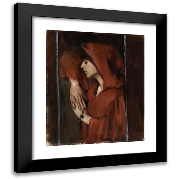 Alice Pike Barney 12x14 Black Modern Framed Museum Art Print Titled - Woman with Red Hood