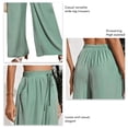 thumbnail image 4 of Pantalones de mujer Pierna ancha Cordón Cintura alta Color puro Transpirable Pantalones largos sueltos Verde XXL, 4 of 5