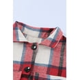 thumbnail image 3 of POGLIP Women's Red Shirt Collar Button Closure Plaid Coat, 3 of 6