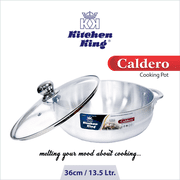 Caldero Pot Metal Finish with Glass Lid | 36 cm