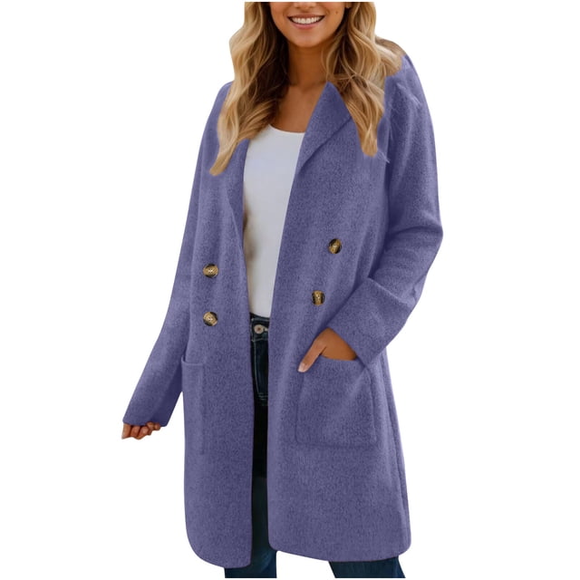 WRKEKC Women's Oversized Shacket Jacket Fleece Lined Zip Front Utility Pockets Workwear Cardigan