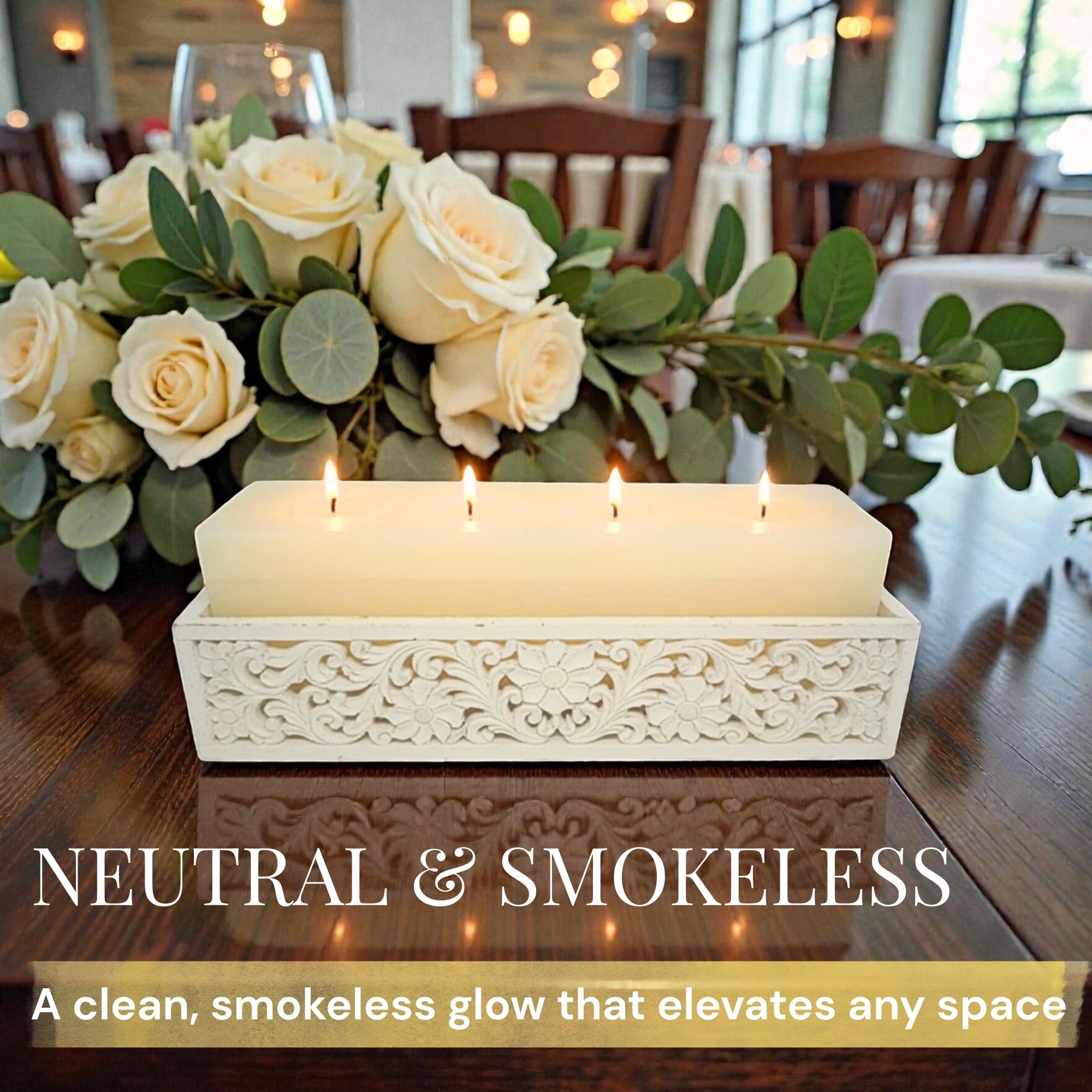 Vance Kitira Coconut Ice Layered Brick Decorative Candle, Unscented, 4 Wick, 12 inch, 45 Hours Burning Time, Smokeless Clean Burning, No Mess