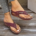 thumbnail image 4 of Xugsiok Wedge Sandals for Women Spring Summer Fashion Casual Solid Color Beach Flip Flops with Metal Buckle, 4 of 7