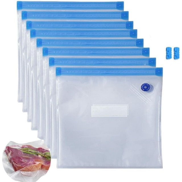 HUGFEGWE Sacs sous Vide Réutilisables Sans BPA pour Conservation des Aliments Congélation Sûre Referm Sac de Stockage sous Vide pour Cuisson sous Vide-8.5 * 8.6 Po (Petit 20 Pcs) AZ824-26553