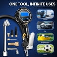 thumbnail image 7 of Digital Tire Gauge with Inflator & Deflator - LED Display & 0.1 PSI Resolution - Quick Release Valve & Heavy Duty Chuck - w/Adapter for , , SUV, , RV, Balls, 7 of 7