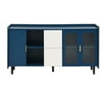 thumbnail image 5 of Sideboard Buffet Cabinet, Kitchen Pantry Storage Cabinet, 55" Coffee Bar Storage Cabinet with 2 Drawers, 2 Open Storage Compartment & 2 Glass Doors, or Kitchen, Living Room, Green, Blue, 5 of 7