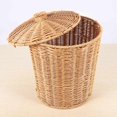 thumbnail image 4 of Woven Basket Trash Can Round Rattan Waste Basket with Lid Planter Woven Storage Baskets Wicker Waste, 4 of 5