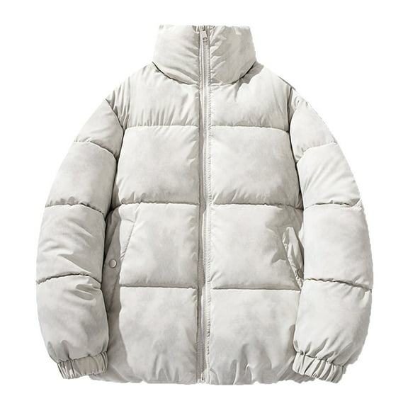 Dasayo Women Coats Beige Quilted Barn Puffed Snow Zip up Coats Jacket Women L