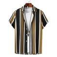 thumbnail image 2 of ameIAEA Men's Short Sleeve Button Down Casual Shirt Striped Color Block Beach Fashion Summer Tops, 2 of 5