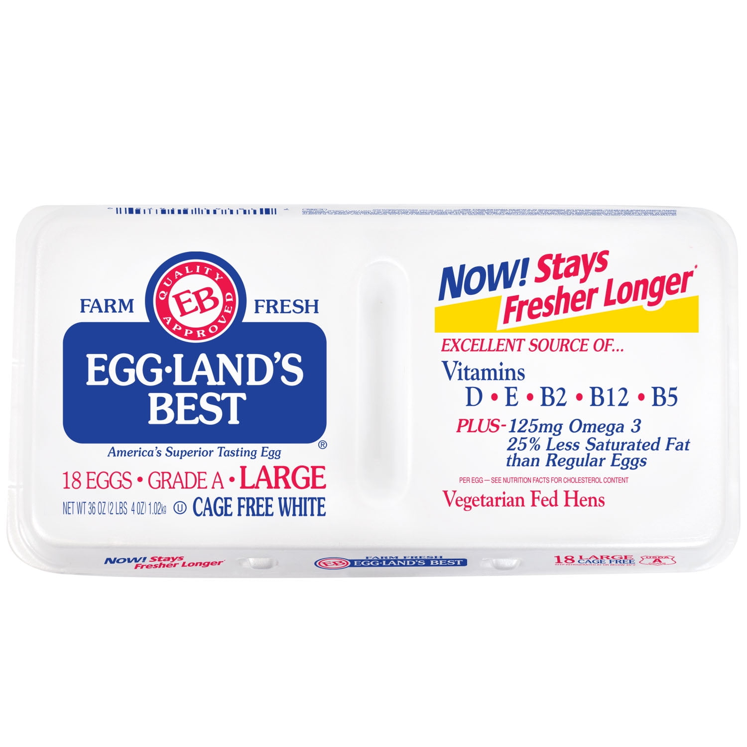 Eggland s Best Farm Fresh Cage Free Large White Grade AA Eggs 18 Count 