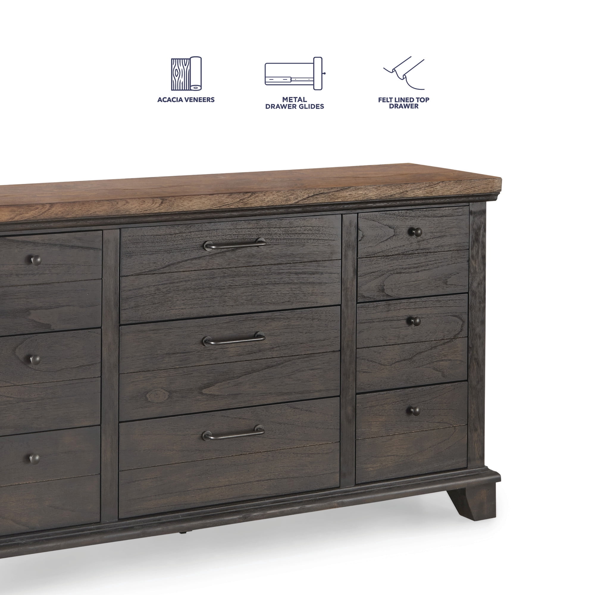 Steve Silver Bear Creek Acacia Wood 6-Drawers Bedroom Dresser, Brown